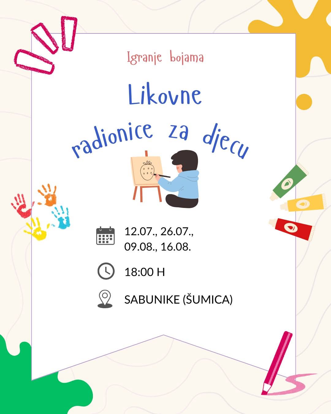 Likovne radionice za djecu - "Igranje bojama"