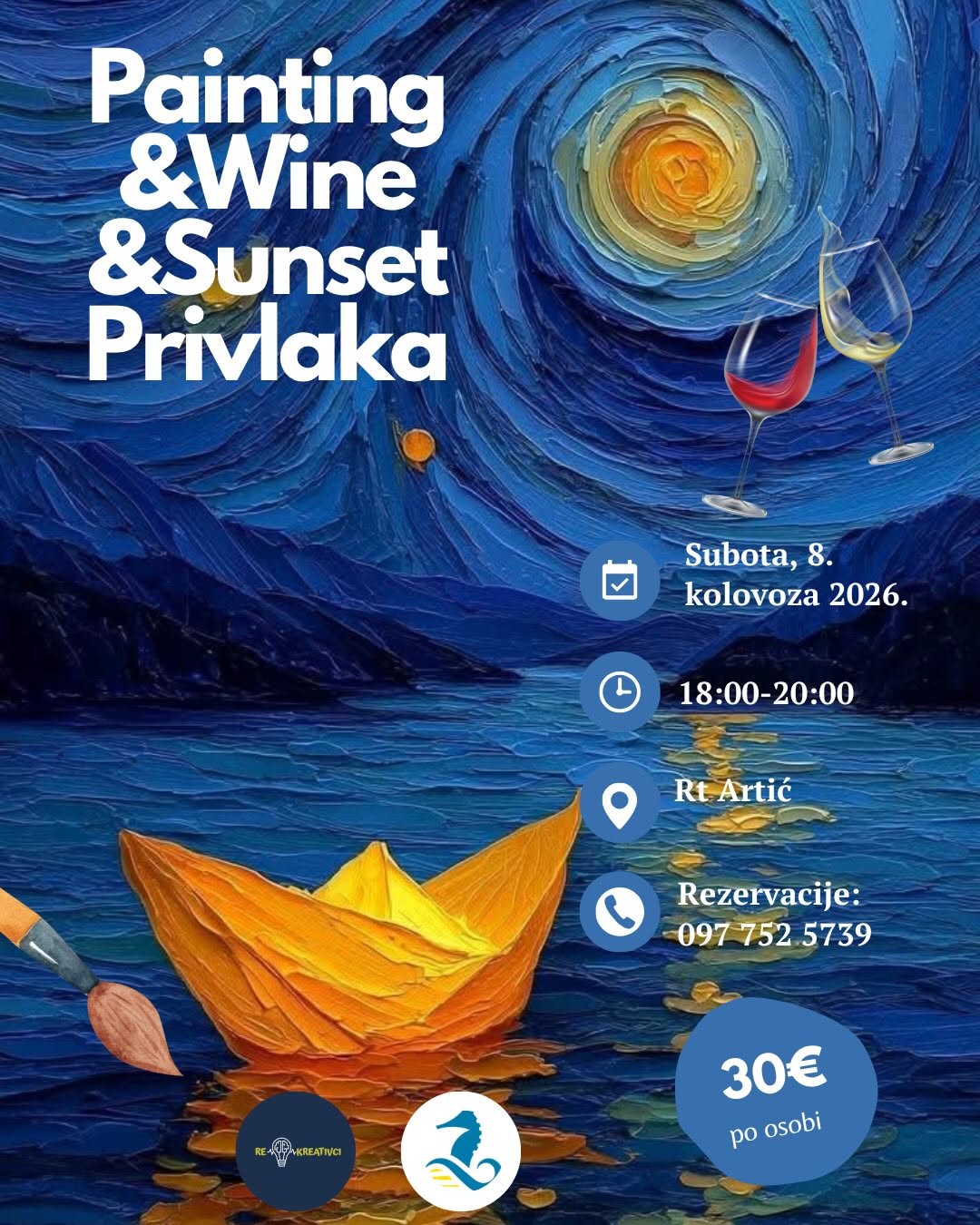 Sunset, Painting & Wine | Likovna radionica