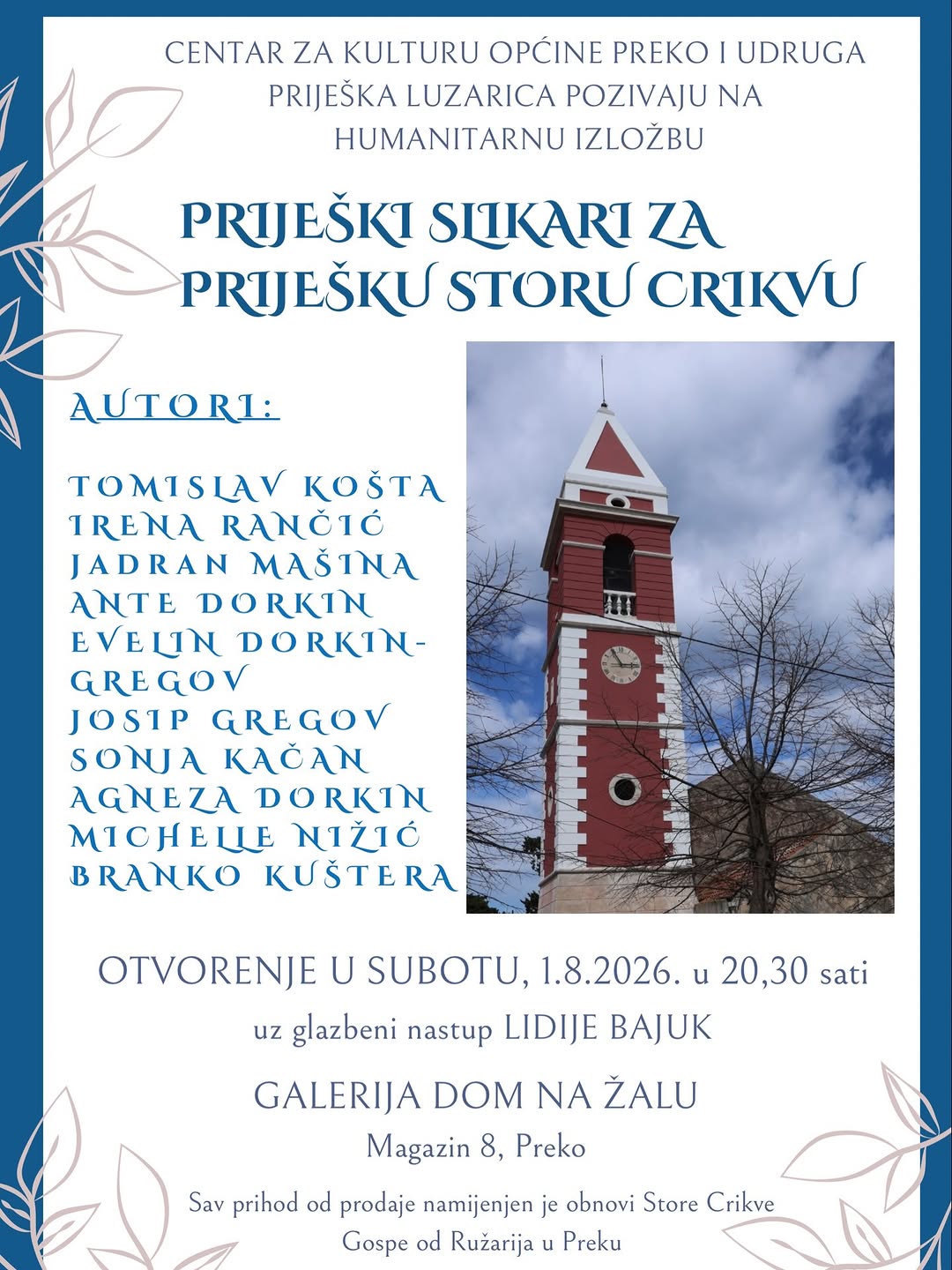 Humanitarna izložba: "Priješki slikari za priješku storu crikvu"