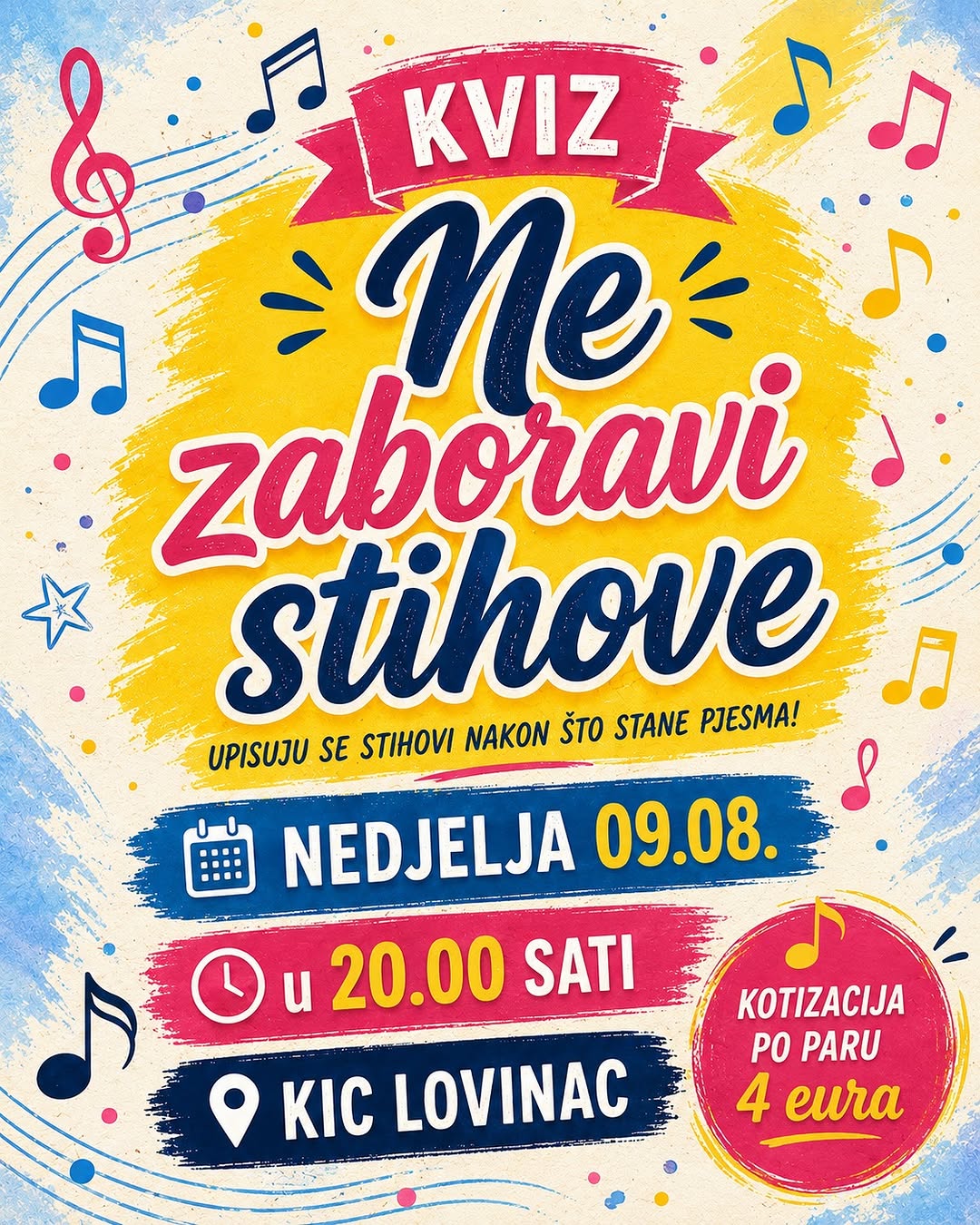 Kviz Ne zaboravi stihove