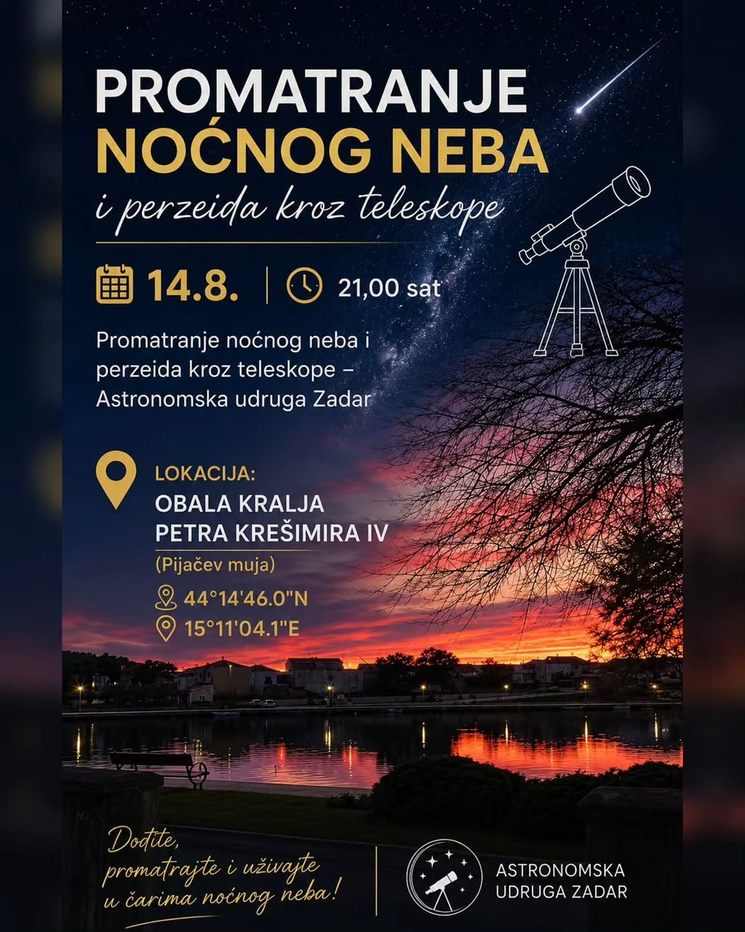Promatranje noćnog neba i perzeida kroz teleskope